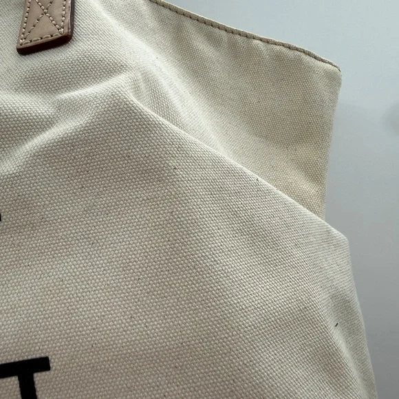 Kate Spade Eat Cake For Breakfast Canvas Tote Bag Red White Leather Trim - Picture 7 of 15